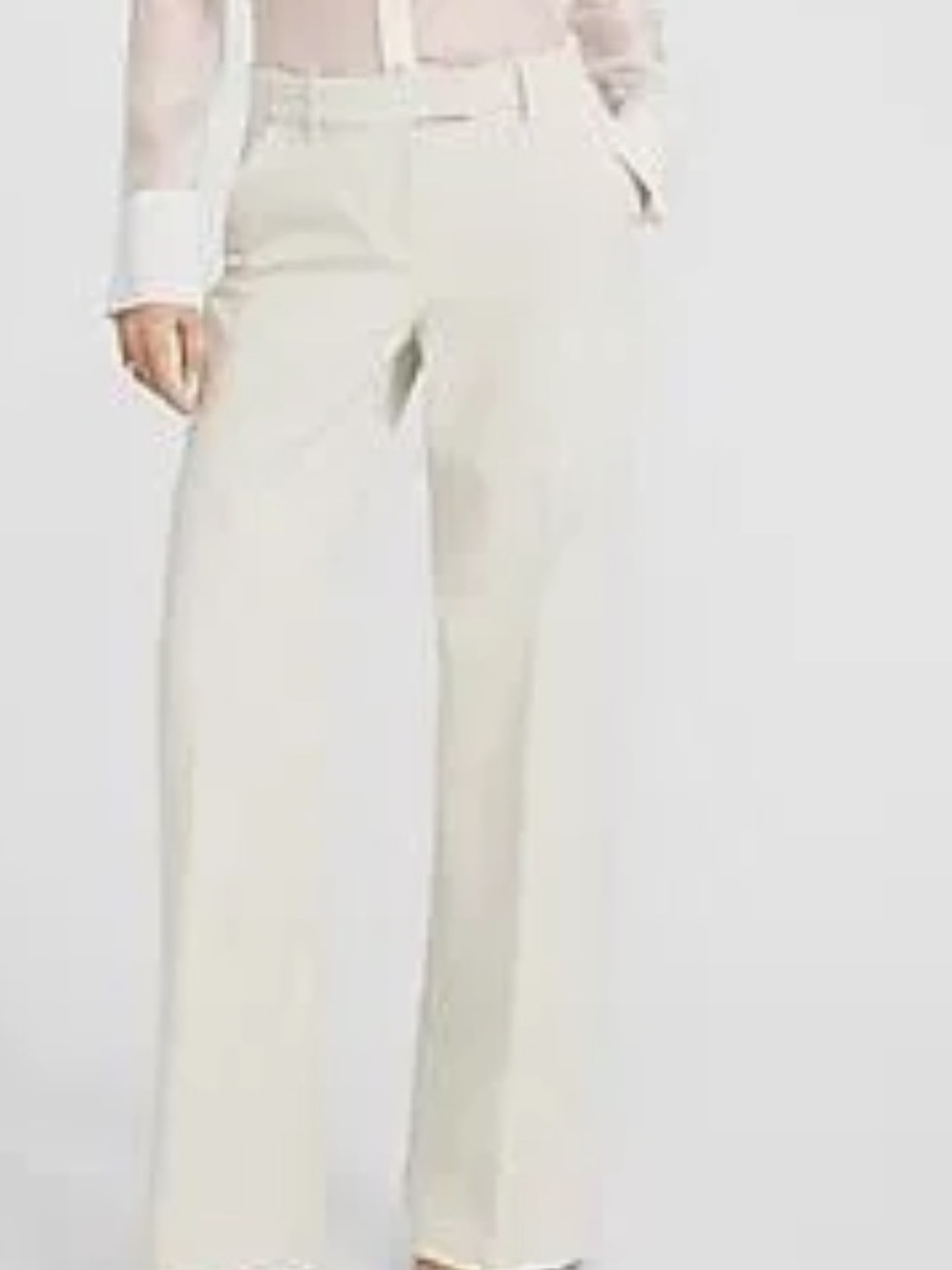 Express Women's Editor Signature Stretch Mid Rise Trouser Pant — Cream